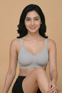 Zivame Padded Non Wired 3/4th Coverage Tshirt Bra - Grey Melange — thumbnail 5